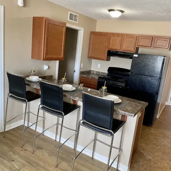 Kitchen with a sitting area